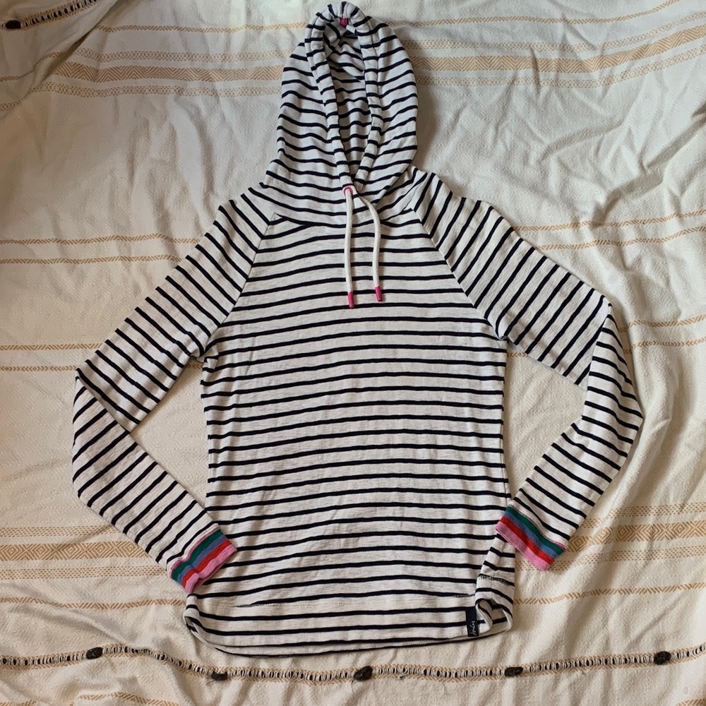 Joules Striped Marlston Hooded Sweatshirt Size 10